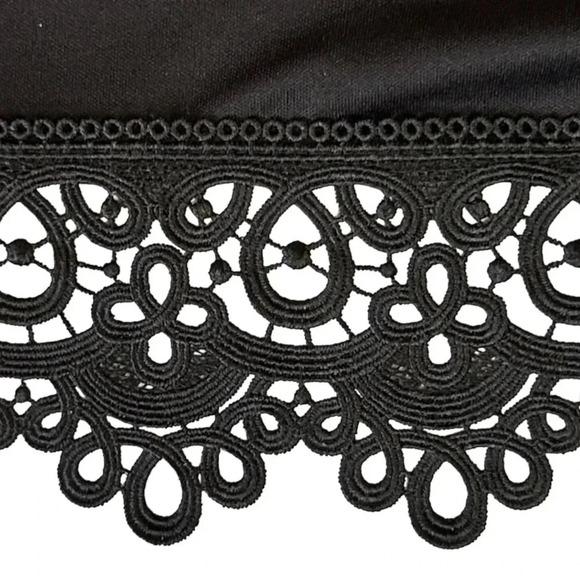 RALPH LAUREN Black Knee Length Sheath Dress Bell Sleeve V-neck Lace Hem Formal 4 - Picture 7 of 10